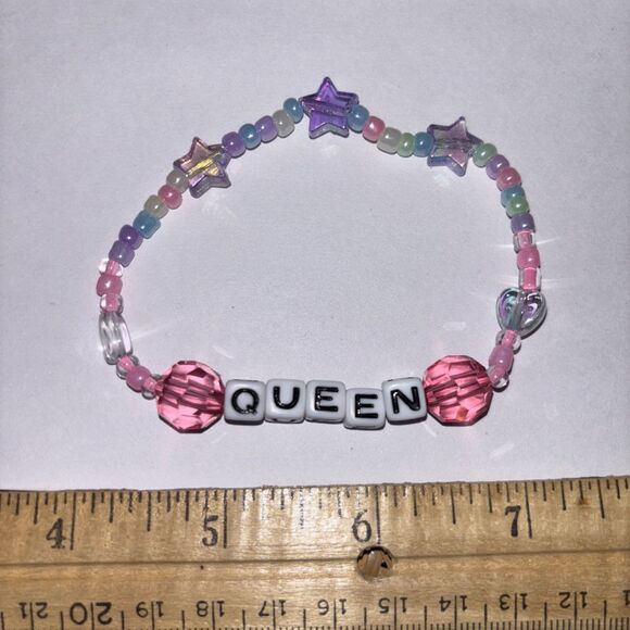Multicolor “Queen” Bracelet Adult Humor Beaded Handmade Naughty Accessories - Picture 1 of 4